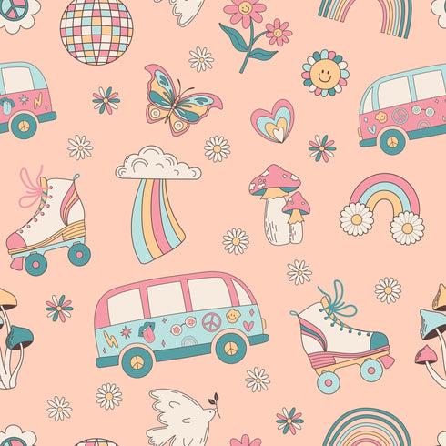 retro-roller-skates-cap-sleeve-swirly-girl-dress Sweet Bamboo - Sophia's Style-2